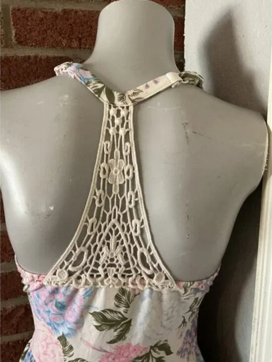 Babydoll Floral Mini Racerback Dress Cottagecore Coquette Small - Picture 5 of 5